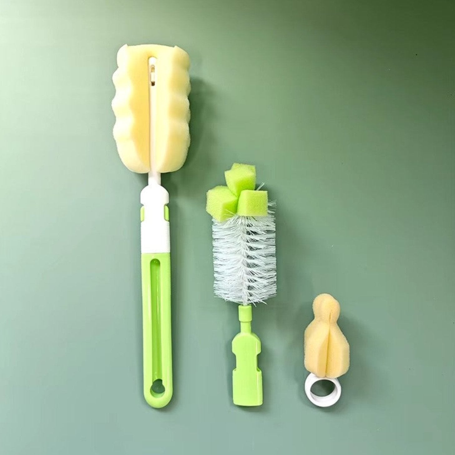 Baby Bottle and Teat Brush Set with Changeable Endings by Zidello – 6-Piece Cleaning Brushes for Bottles, Sponges, Straws, and Pacifiers